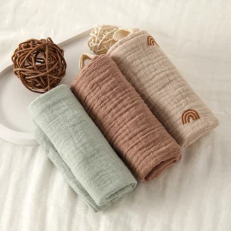 Toalla de algodón de Color sólido para bebé recién nacido, suave, de 6 capas, de algodón puro, para baño de bebé, alimentación, toalla de gasa para eructar, 3/5 Uds.
