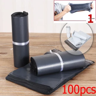 100 Uds. Bolsa de mensajería de logística especial exprés gruesa impermeable negra bolsa de sobre de almacenamiento de plástico autosellado