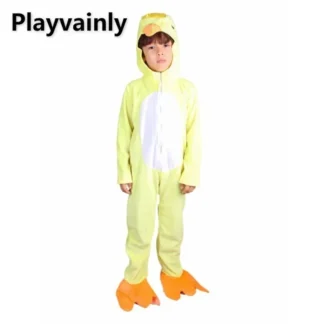 Uniforme escolar para niños, pijama de animales para fiesta, niño y niña, peleles con capucha y cremallera de pato de dibujos animados, disfraz de escenario de Halloween para niños A34764