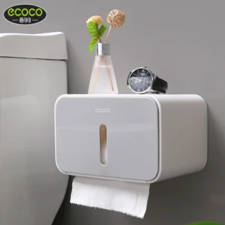 Portarrollos de papel higiénico ECOCO, caja de pañuelos de baño montada en la pared, sin perforaciones, accesorios de almacenamiento impermeables para el hogar