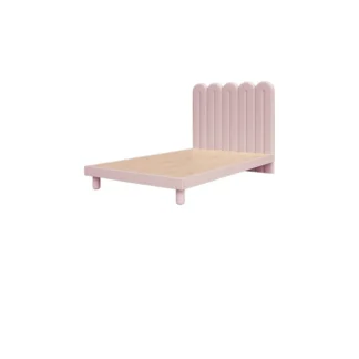 Cama de bolsa suave de viento crema, cama de niña con esqueleto de fila de madera maciza