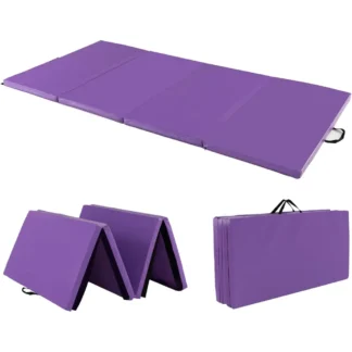 Estera de gimnasia de 4'x8', estera plegable de 2" de grosor con asas de transporte, estera de gimnasio plegable con cierre de gancho y bucle, alegría