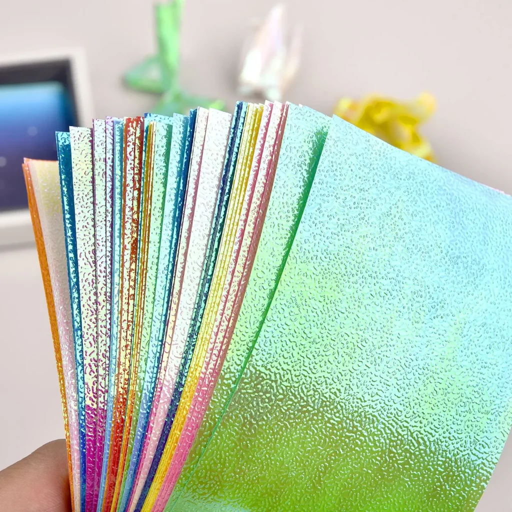 50 Uds. De papel de Origami brillante de doble cara, papel plegable de Color sólido, brillo de perlas, decoración artesanal de álbum de recortes hecha a mano