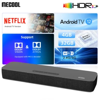 Barra de sonido MECOOL Android 12 con certificación por Google Netflix Dolby Atmos Dolby Vision 4 + 32G sonido envolvente cine multimedia en casa