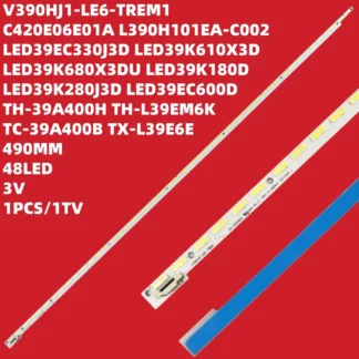 Tira de luces LED de 495mm 48leds V390HK1-LS5-TREM4 E117098 para Hisense LE39A720 LED39K300J 4A-D074762 LE39A700K L39EM58C V390HJ1-LE1 LE2