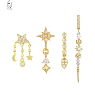 Pendientes de plata de ley 925 con forma de estrella y aguja para mujer, aretes largos con colgante de gota de agua de cristal de lujo, regalos de joyería