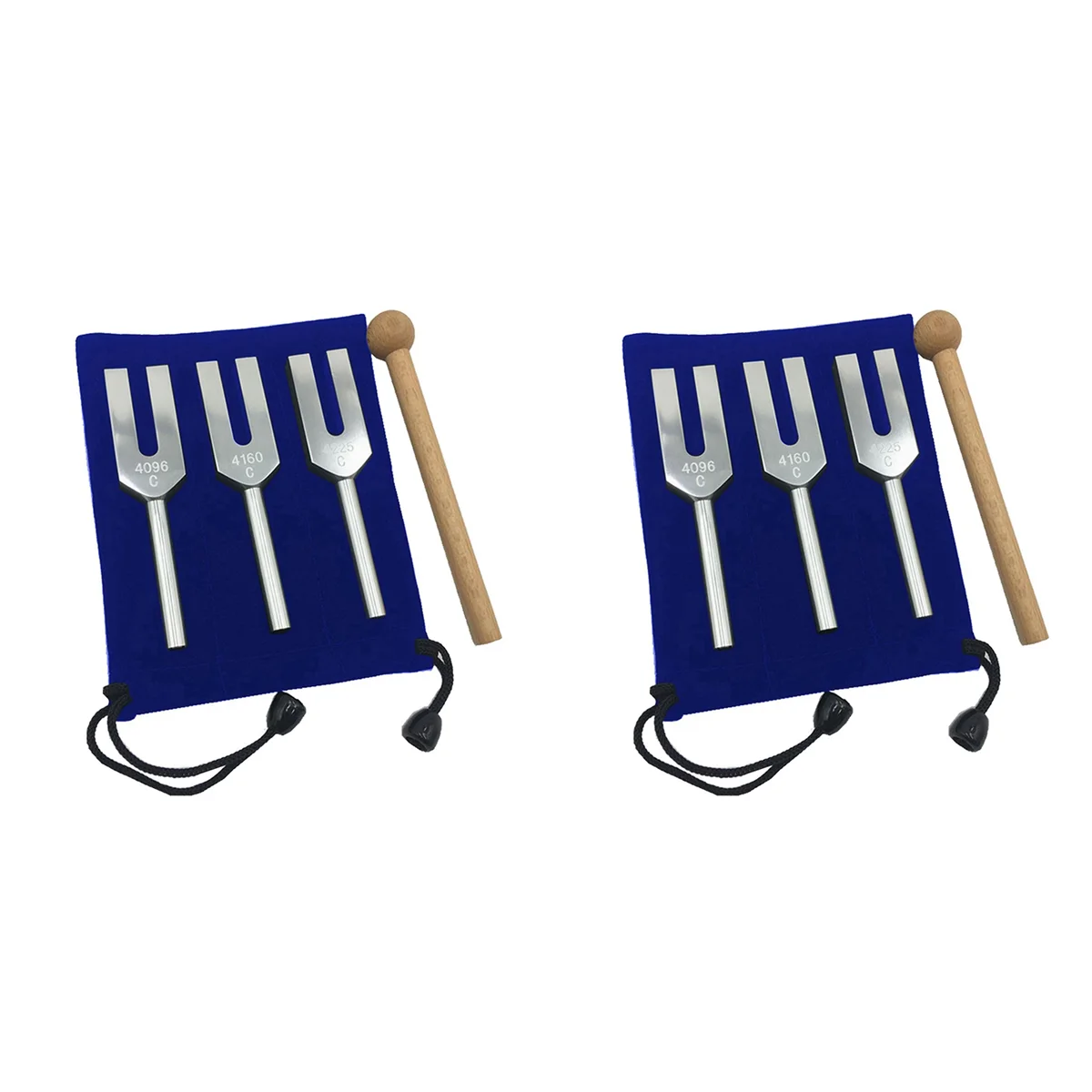 ETRT Juego de 6 diapasones 4096 Hz 4160 Hz 4225 Hz Juego de diapasones Diapasón con martillos de madera y bolsa de tela Estilo 1