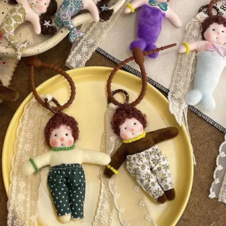 Muñecos de peluche Kawaii, colgante de sirena rizada, colgante para bolso, llavero de muñeca regordeta de Anime, dijes suaves, dijes para bolso de felpa para niños