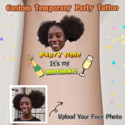 Tatuaje temporal personalizado para fiesta de cumpleaños, pegatina de retrato divertida personalizada, regalo de cumpleaños, decoración de fiesta temática, 15 Uds.
