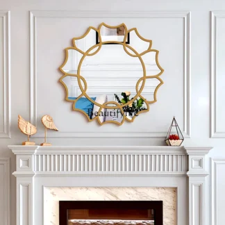 Espejo decorativo de flores para chimenea retro francés, luz de lujo para sala de estar, espejo de baño europeo montado en la pared