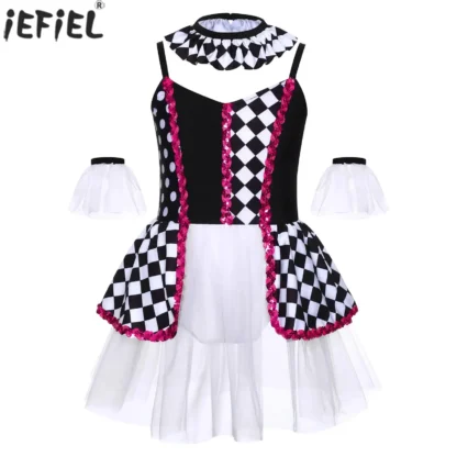 Vestido de baile de Ballet para niñas, vestidos con tutú de malla a cuadros con tirantes finos, leotardo de gimnasia, Ropa de baile para actuación de patinaje artístico