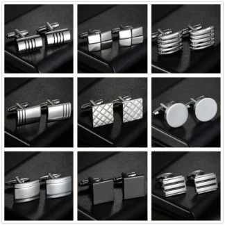 Gemelos de camisa de lujo para hombre, botón francés, rayas de rejilla, personalizado, Formal, boda, traje de novio, joyería de manga, calidad superior