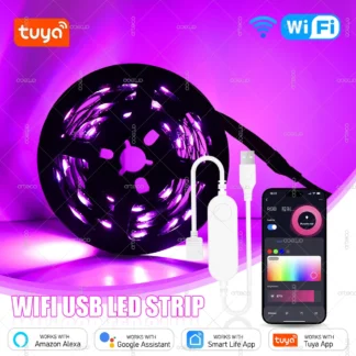 Tira de luces LED USB DC5V Tuya WiFi Smart Life APP Control cambio de Color 5050 RGB retroiluminación de TV cinta de lámpara Flexible para decoración de habitaciones