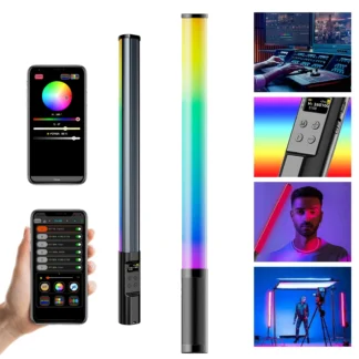 Varita de luz de fotografía RGB, palo de luz de vídeo LED de mano 2700K-9900K 360 °   Colores 2600mAh Batería Recargable Aplicación Control Remoto
