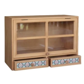 Sanshan, muebles para el hogar, cajón de escritorio, puerta de vidrio, armario, Perfume, cosméticos, caja de almacenamiento de madera de escritorio Retro