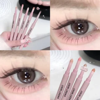 Pluma de gusano de seda para dormir de doble punta, media luna dulce, resistente al agua, resistente al sudor, 2 en 1, iluminador de ojos, barra de maquillaje