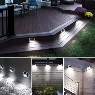 Luces solares para valla, lámparas de pared impermeables para exteriores, 3LED, luz de paso, lámpara decorativa de acero inoxidable para Patio, calle, patio, balcón