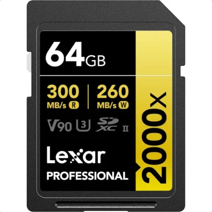 Tarjeta SD Lexar Profional 2000x de 64GB UHSII C10 U3 V90 Full HD 8K hasta 300MB s leer tarjeta de memoria SDXC para vídeo DSLR CinemaQuality