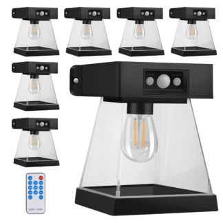 Luz Solar de pared para exteriores, luz con Sensor de movimiento con 3 modos, luces solares impermeables para porche, bombilla para jardín, Patio exterior