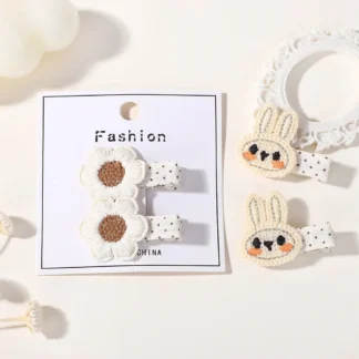 2 unids/lote de horquillas de conejo tejidas bonitas para niñas, flequillo de flores, horquilla de lunares, Boutique, accesorios para el cabello para niños pequeños