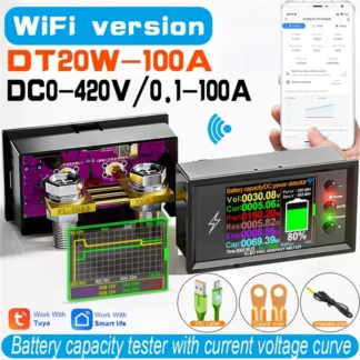 Probador inteligente de capacidad de batería de litio Tuya DT20W Wifi, medidor de Coulomb de voltaje y potencia de 0-420V CC-Y47A