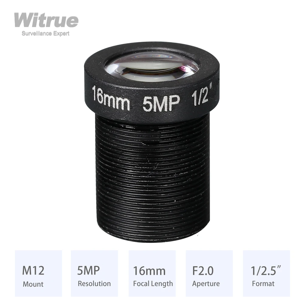 Lente de montaje HD 5MP M12 8MM 12MM 16MM con apertura de filtro IR de 650nm formato F2.0 1/2,5 "para cámaras CCTV de seguridad de vigilancia
