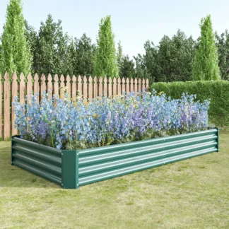 Kit de cama de jardín elevada - Cama elevada de metal para jardín 7,6x3,7x0,98 pies para maceteros de flores, verduras verdes
