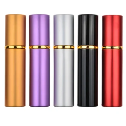 5 uds 10ML de alta calidad recargable Mini atomizador de Perfume botella de Spray botella de Perfume de vidrio vacía atomizadores de Spray de aluminio