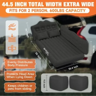 Cama de colchón de aire para coche: colchón de aire inflable para asiento trasero para SUV, colchonetas gruesas para dormir para acampar con almohadas, bombas de aire