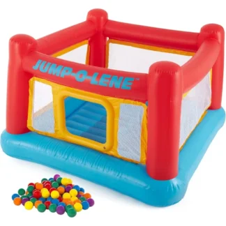 Casa inflable de rebote de trampolín Jump-O-Lene con puerta trepadora y bola divertida de plástico pequeña multicolor para pozo de bolas