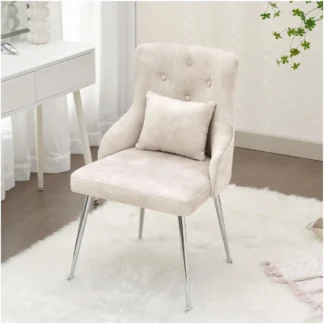 Sillas de comedor de tocador de terciopelo, silla de lectura tapizada con acento de maquillaje, sillas de taburete de tocador de escritorio de oficina con patas de metal para cocina