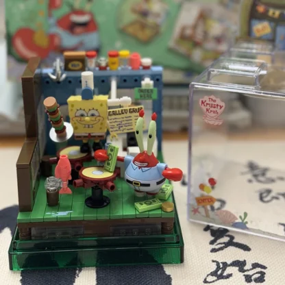 ARWA-X Bob Esponja SquarePants bloques de montaje caja misteriosa caja misteriosa rompecabezas para niños juguete de construcción regalo de cumpleaños