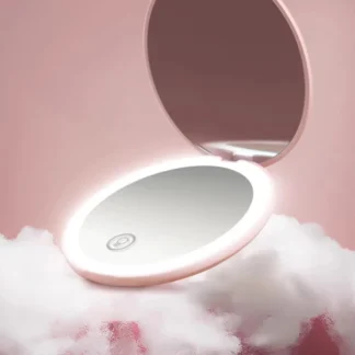 Espejo de maquillaje con pantalla táctil LED, espejo plegable, espejo de maquillaje liahted, 3 colores, modos LiahtModes, herramientas cosméticas recargables por USB