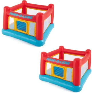 Paquete de 2 casas de juegos inflables Jump-O-Lene para interiores o exteriores, casitas de castillo de rebote