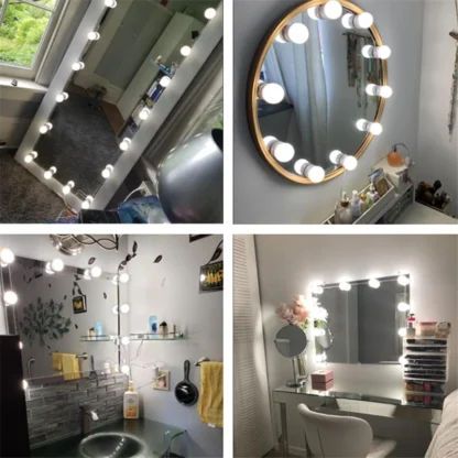 Luz LED para espejo de maquillaje profesional, lámparas de tocador para baño, lámparas frontales de espejo regulables por USB, luces de tocador de 3 colores