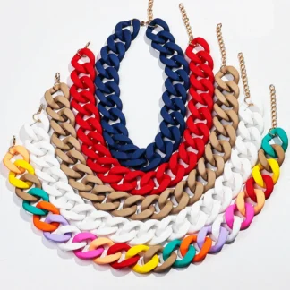 Nuevos collares gargantilla de cadena ancha de acrílico mate colorido para mujer, Collar grueso de resina bohemia llamativo, joyería de moda