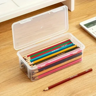 Caja de almacenamiento de plástico transparente para almacenar artículos pequeños, juguetes, adornos, pegatinas de joyería, organizador de tarjetas con hebilla, 1/5 Uds.