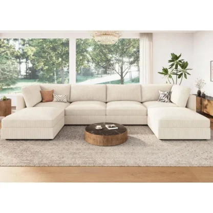Sofá seccional modular con almacenamiento, sofá seccional de pana con chaise, sofás seccionales en forma de U para sala de estar
