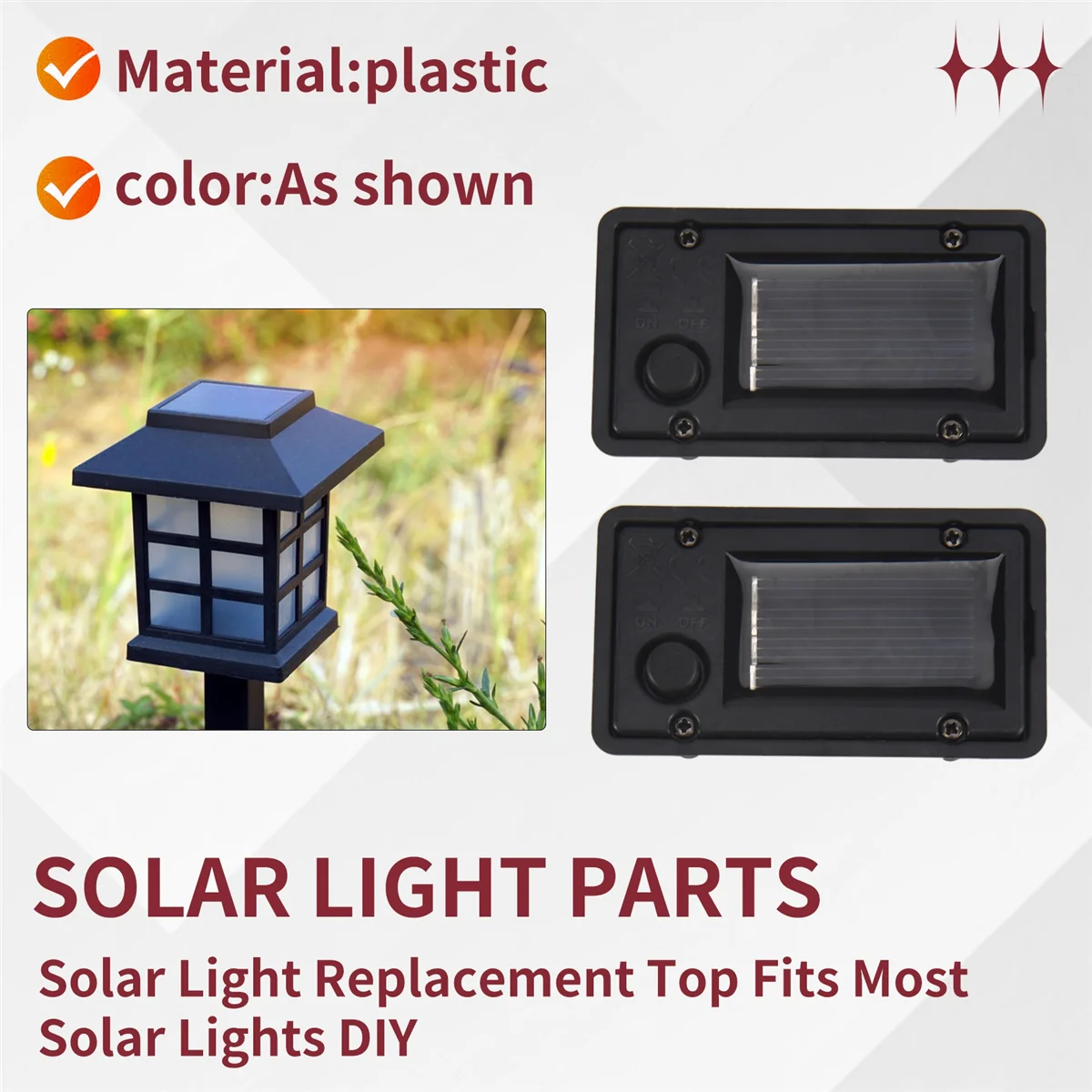 UNCL Caja de batería de 2 piezas, piezas de repuesto de luz de linterna solar superior para linternas colgantes al aire libre contenedor lámpara solar para el hogar