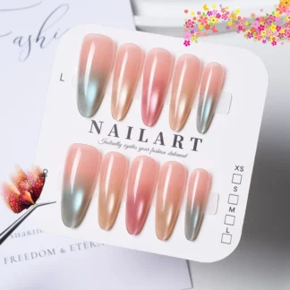 Kit de uñas usables hechas a mano con adhesivo, Color caramelo de dopamina, uñas postizas extraíbles de arcoíris, arte de decoración de uñas para chica estudiante, 10 Uds.