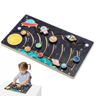 Tablero de modelo de sistema Solar de madera para niños, construcción planetaria espacial, Kit de 8 planetas, juguetes educativos de Ciencia