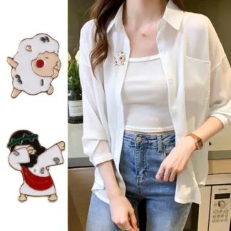 Pin de solapa Pequeñas ovejas Jesús Messías broches Swag baile interés camisa solapa Pins lindo feliz esmalte broches amigo