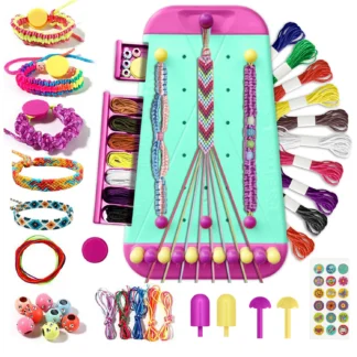 Kit de fabricación de joyas para pulseras de la amistad para niñas, pulseras de artes y manualidades, Kit para hacer cuerdas, juguete para juego de imitación, regalo de cumpleaños