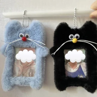 Soporte para fotos de ídolo coreano de 3 pulgadas, soporte para sesión fotográfica de felpa con ratón de dibujos animados, llavero bonito para chica, Protector de identificación y crédito, papelería, 1 Uds.