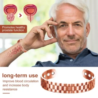 Pulsera magnética de cobre para próstata, brazalete para mejorar la circulación, pulsera antioxidante para la salud de los hombres