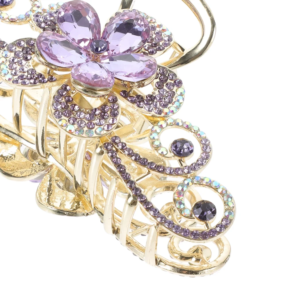 Clips de garra grandes de aleación de diamantes de imitación, diseño de flores de doble cara para mujeres y niñas, Updos de pelo grueso, coletas, trenzas, accesorios para el cabello