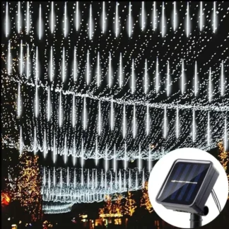 Lluvia de meteoros Solar, guirnalda de luces LED de hadas, adorno de calle, adornos navideños para el hogar, lámpara de jardín al aire libre