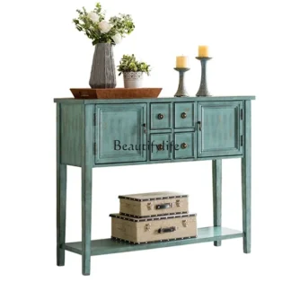 Gabinete de entrada de estilo mediterráneo, Partición de pantalla de sala de estar, gabinete lateral de comedor antiguo