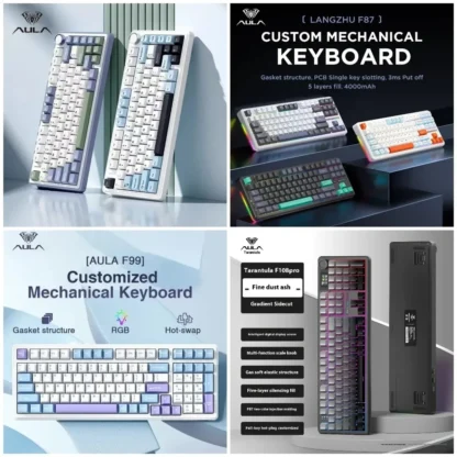Teclado mecánico AULA Bluetooth F65/F75/F87pro/F99Pro/F108pro RGB junta intercambiable en caliente teclado de juegos inalámbrico personalizado de tres modos