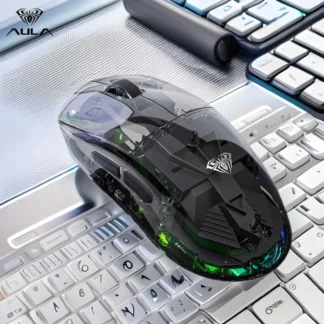 Ratón para juegos AULA SC660, ratón inalámbrico Bluetooth de tres modos, Sensor óptico de 10000DPI, ratones Macro programables para ordenador portátil y PC